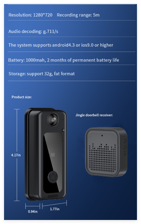 Smart WiFi Video Doorbell – 1080P HD, Night Vision, Two-Way Audio, Motion Alerts