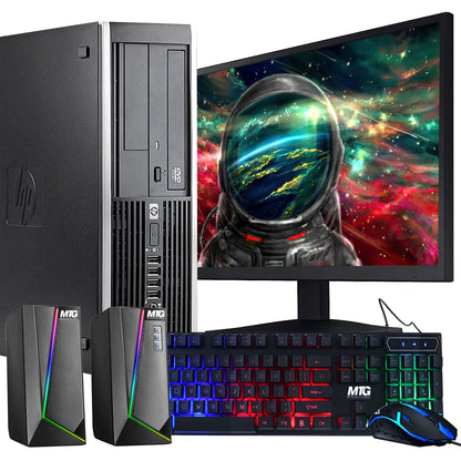 HP Elite Desktop Computer PC 3.1 GHz Intel Core i5 8GB RAM 500GB HDD MTG 22 inch LED Monitor RGB Speaker and Keyboard Mouse WiFi Windows 10 Pro (Renewed)