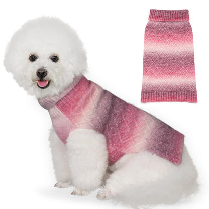 YUDODO Dog Sweater for Small Dogs Colorful Knitted Puppy Sweater Pet Dog Winter Clothes Warm Sweater for Yorkies Chihuahua(SmallGradient Pink)