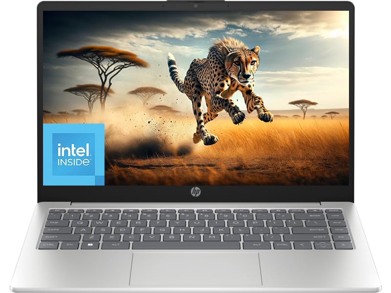 HP Newest 14"" Ultral Light Laptop FHD(1920 * 1080) IPS Display Intel Quad-Core N200 1 Year Office 365 HDMI WiFi USB-A&C Long Battery Life 64GB WOWPC USB Win 11S (8GB RAM 640GB SSD) Silver