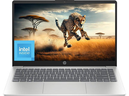 HP Newest 14"" Ultral Light Laptop FHD(1920 * 1080) IPS Display Intel Quad-Core N200 1 Year Office 365 HDMI WiFi USB-A&C Long Battery Life 64GB WOWPC USB Win 11S (8GB RAM 640GB SSD) Silver