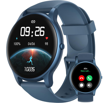 Parsonver Smart Watch for Men Women(Answer/Make Calls) 2024 Smartwatches for Android iOS Fitness Tracker with Heart Rate/SpO2/Sleep/Stress Monitor Pedometer IP68 Waterproof 100+ Sports Modes Blue