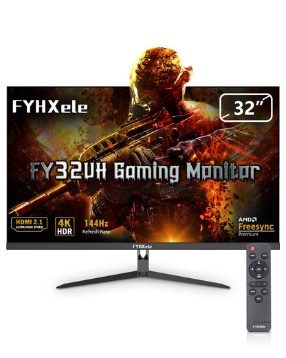 FYHXele 4K Gaming Monitor 144Hz 32inch Fast UHD IPS Computer Monitor 1ms VESA Mountable DSC， Built-in Speakers Free-Sync 1xDP1.4 1xHDMI2.1 1xHDMI2.0 1xUSB-C USB Hub 95% DCI-P3 HDR400