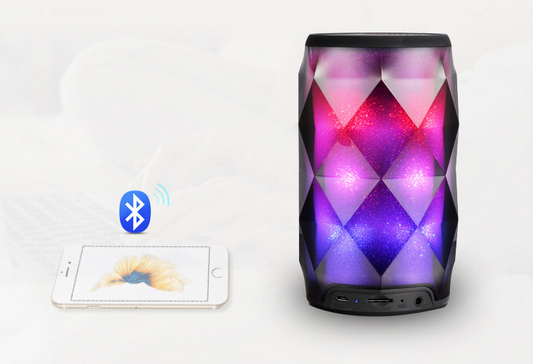 Crystal Soda Can Bluetooth Speaker – 360° LED Starry Light, Touch Control, TF/AUX, 3W