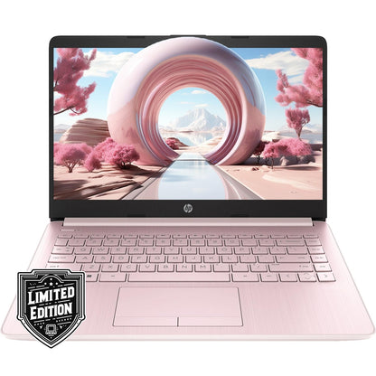 HP 14" HD Laptop | Back to School Limited Edition with 1 Year Microsoft 365 | Intel Quad-Core Processor | 16GB RAM | 576GB Storage | Long Battery Life | Pink | w/WOWPC Bundle | Windows 11