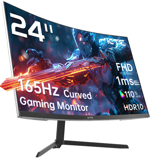 KTC 24" FHD Curved VA Gaming Monitor | 165Hz | 1ms | FreeSync | 110% sRGB | HDR | HDMI & DP | VESA