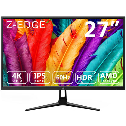 Z-Edge 27-inch Gaming Monitor Ultra HD 4K 60Hz Refresh Rate 3840x2160 IPS LED Monitor 300 cd/m² HDMIx2+DPx1 U27P4K FreeSync Technology