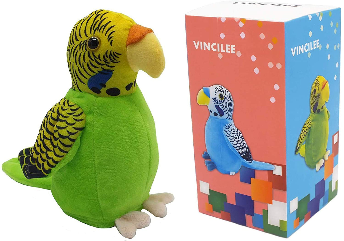 Vincilee Cute Mimicry Pet Talking Parrot Repeats What You Say Plush Animal Toy Electronic Parrot for Boy and Girl GiftTalking Parrot pet Christmas Toy Speak Sound Record Parrot(Green)