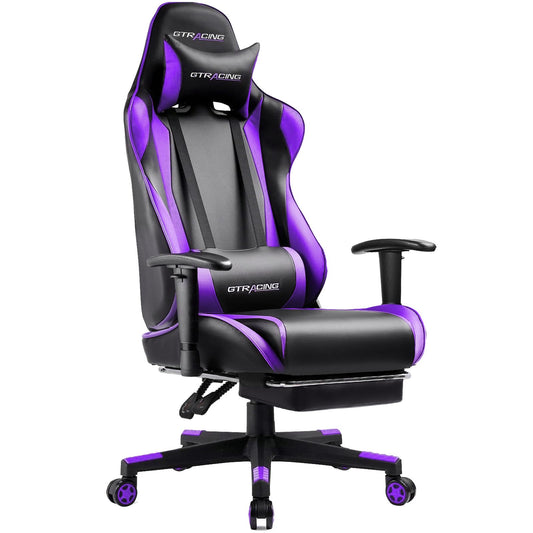 GTRACING Ergonomic Gaming Chair | Footrest | 3D Armrests | Reclining | Lumbar & Headrest | Height Adj.