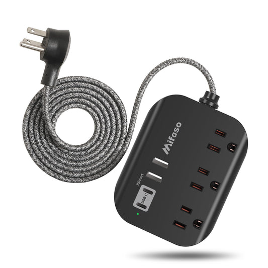 Mountable Flat Plug Power Strip with USB