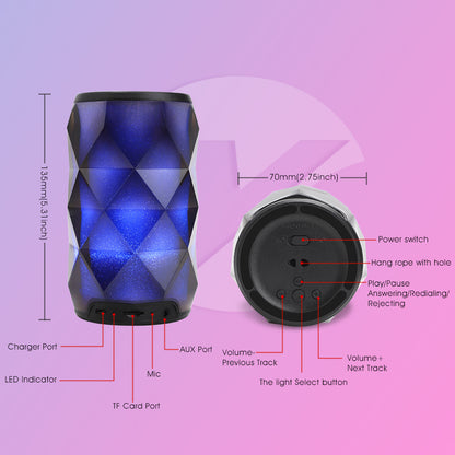 Crystal Soda Can Color Lamp Bluetooth Speaker, Portable