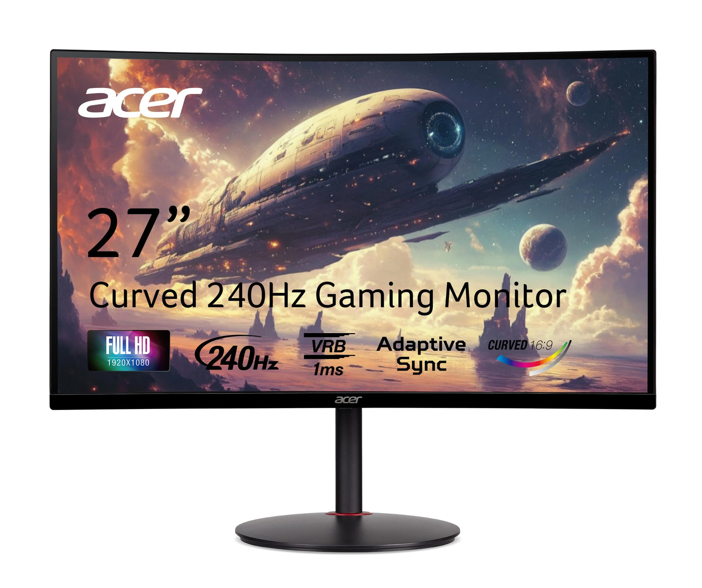 Acer Nitro XZ270 Xbmiipx 27" 1500R Curved Full HD (1920 x 1080) VA Zero-Frame Gaming Monitor with Adaptive Sync 240Hz Refresh Rate and 1ms VRB (Display Port & 2 x HDMI 2.0 Ports) Black