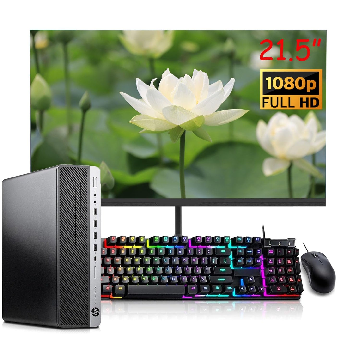 HP Elitedesk 800 G3 SFF PC Desktop Computer with 21.5" FHD Monitor Core i5-6500 3.2GHz Up to 3.6GHz 8GB RAM 256GB SSD Keyboard Mouse DP Cable Win 10 Pro (Renewed)