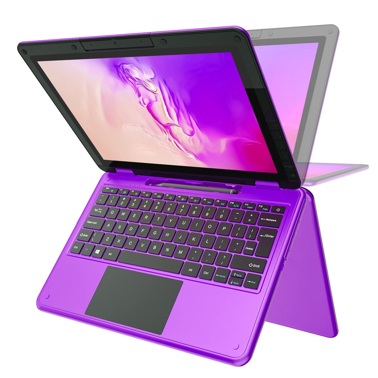 AWOW Purple 11.6" FHD 2 in 1 Touchscreen Laptop Intel N4120 Processor 6GB RAM 256GB M.2 SSD Storage Kids Convertible Laptop(Pen not Included)