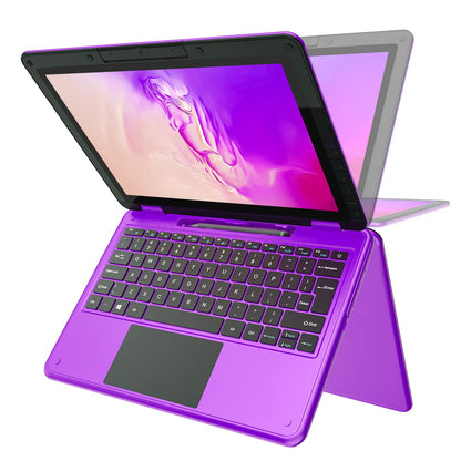 AWOW Purple 11.6" FHD 2 in 1 Touchscreen Laptop Intel N4120 Processor 6GB RAM 256GB M.2 SSD Storage Kids Convertible Laptop(Pen not Included)
