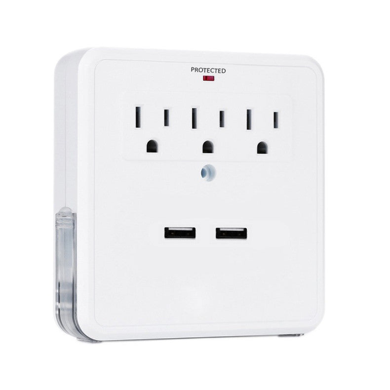 3-Outlet USB Wall Charger with Phone Stand