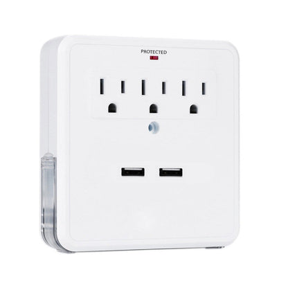 3-Outlet USB Wall Charger with Phone Stand