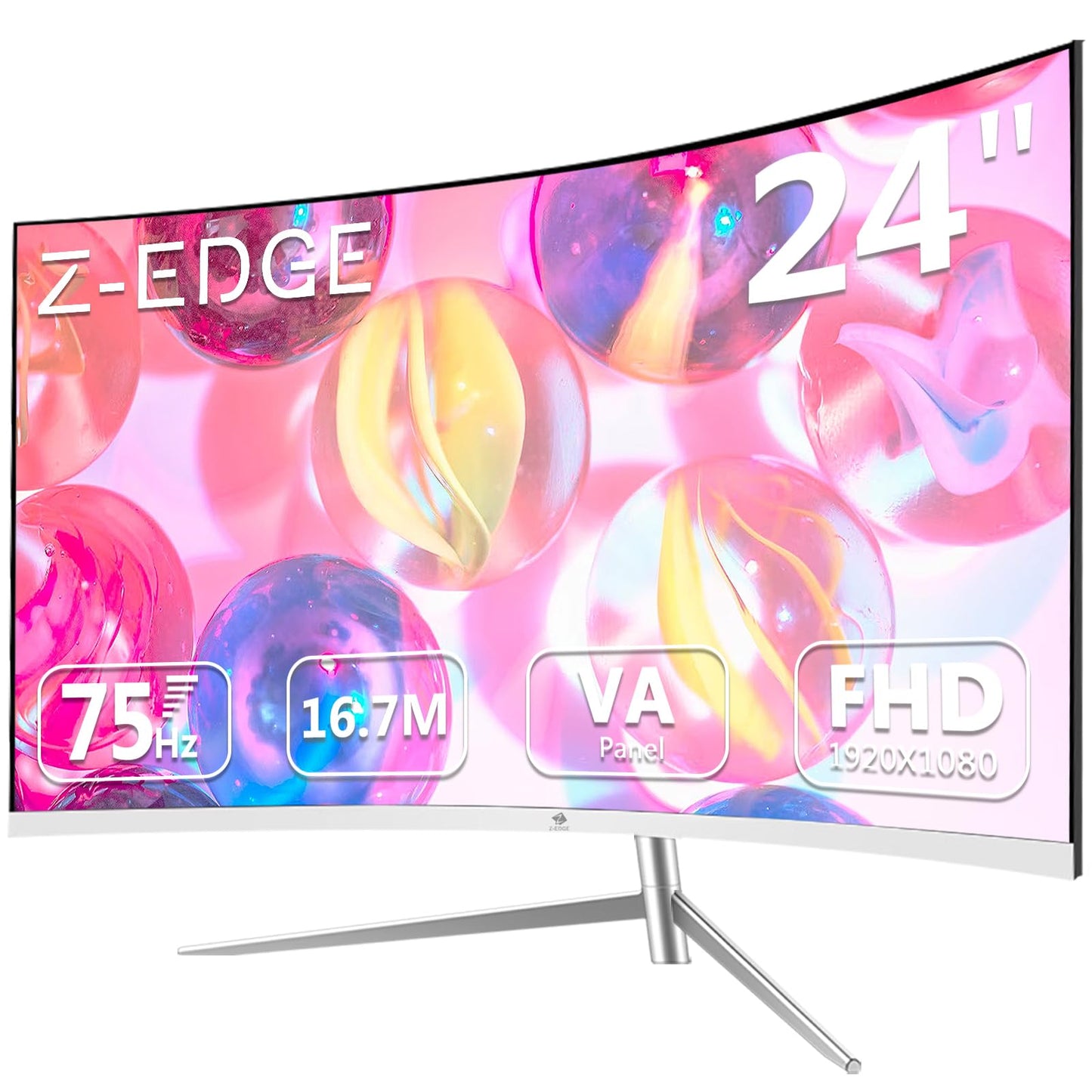 Z-Edge 24-inch Curved Gaming Monitor Full HD 1080P 1920x1080 LED Backlight Monitor with 75Hz Refresh Rate and Eye-Care Technology U24C 178° Wide View Angle VGA+HDMI