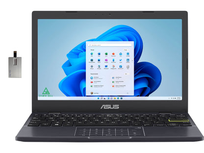 ASUS 2022 11.6" HD Laptop Intel Celeron N4020 Processor 4GB RAM 64GB eMMC Flash Memory Intel HD Graphics HD Webcam Star Black 1-Year Office Win11 S 32GB SnowBell USB Card