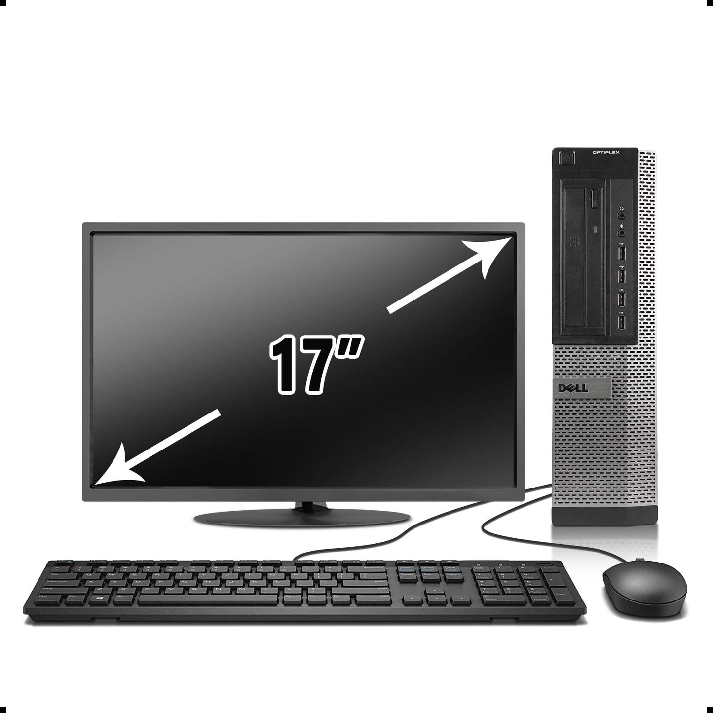 Dell OptiPlex 990 Desktop Computer Package - Intel Quad Core i5 3.1-GHz 8GB RAM 500GB HDD 17 Inch LCD DVD Keyboard Mouse USB WiFi Adapter Windows 10 (Renewed)